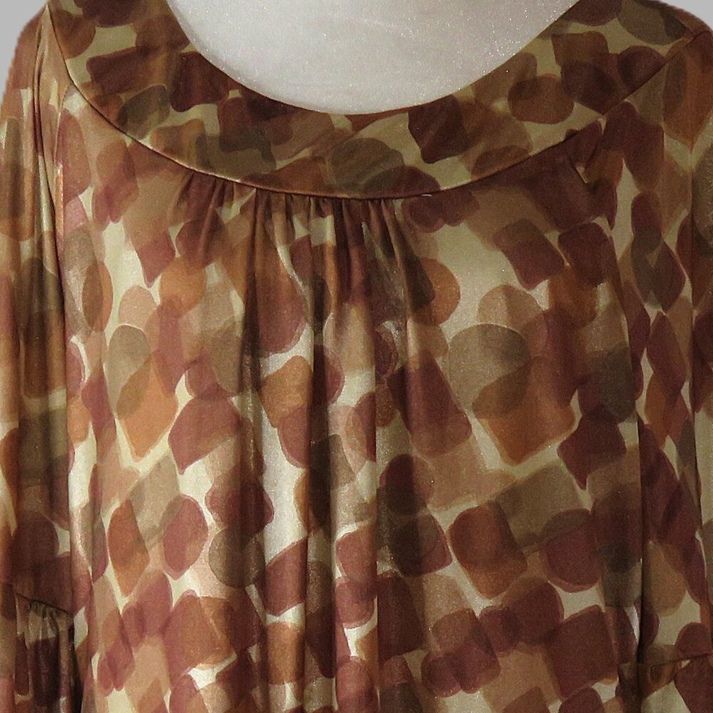 John Paul Richard Women's Brown & Gold Pullover Blouse Size L (C584)